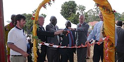 At the official opening of the Devenish Feed Mill and Model Pig Farm in Hoima, Uganda, are (L-R): Adam Sweetman, Devenish Uganda Country Manager; Michael Maguire, Project Director with Devenish, Uganda; Honourable Vincent Ssempijja, Minister of Agriculture, Animal Industry and Fisheries; Honourable Earnest Kiiza, Minister of State for Bunyoro Affairs; His Excellency Donal Cronin, Former Irish Ambassador to Uganda and Owen Brennan, Executive Chairman, Devenish.
